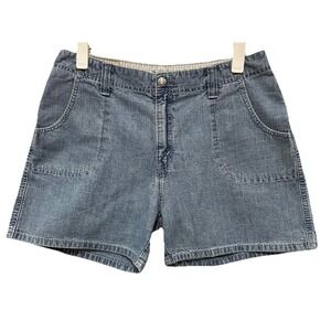 Y2K Levis Jean Shorts Womens Sz9/10 Blue Flap Pockets Vintage 2000s Denim Cotton